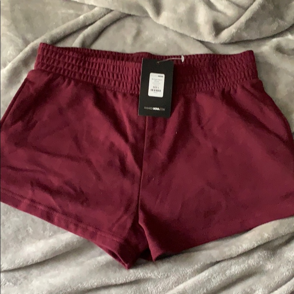 Burgundy terry cloth shorts